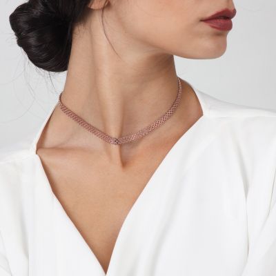 Herringbone Necklace [18K Rose Gold Plated]
