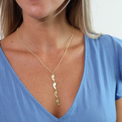 Family Path Name and Birthstone Necklace [18K Gold Plated] 