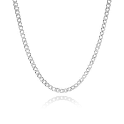 Curb Chain Necklace with Custom Nameplate [Sterling Silver] - 3.5MM