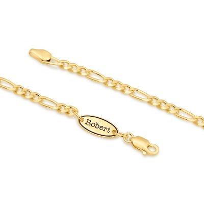 Figaro Chain Necklace with Custom Nameplate [Gold Plated] - 3MM
