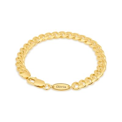 Curb Chain Bracelet with Custom Nameplate [Gold Plated] - 8MM