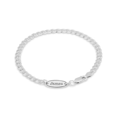 Curb Chain Bracelet with Custom Nameplate [Sterling Silver] - 3.5MM
