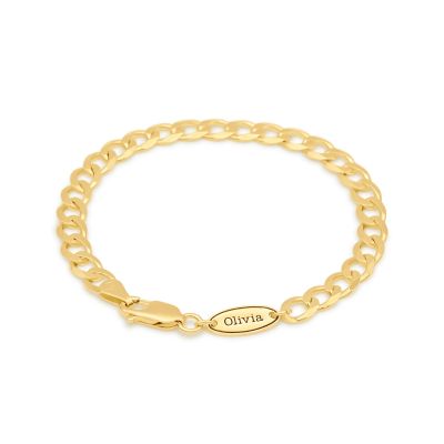 Curb Chain Bracelet with Custom Nameplate [Gold Plated] - 5MM