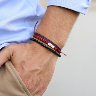 Black and Red Combo Name Bracelet Set