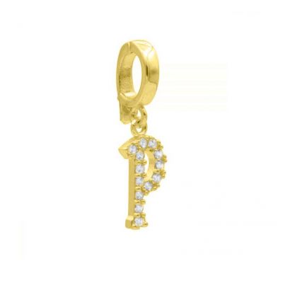 Cara Initial Charm With Crystals [18K Gold Plated]