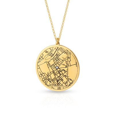 Precious Spot Engraved Map Necklace [14 Karat Gold]