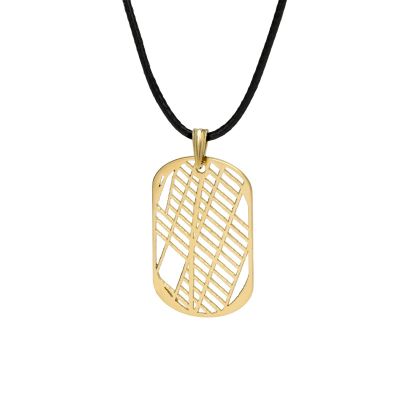 Map Tag Necklace for Men - 18K Gold Plated / Black Cord