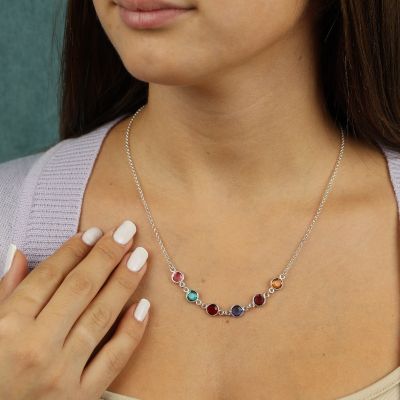 Shining Stars Birthstone Necklace - Sterling Silver