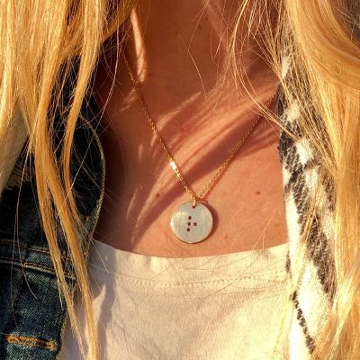 Classic Round Initial Braille Necklace - Silver Plated