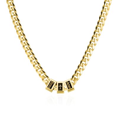 Cross Cuban Link Chain With Names - 5mm [18K Gold Vermeil]