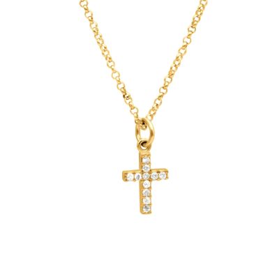 Crystal Cross Necklace [Gold Plated]