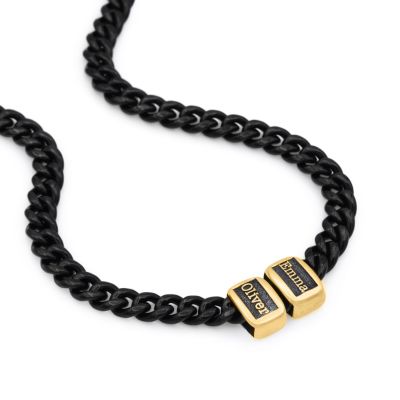 Dark Cuban Link Chain With Names [Gold Plated] - 6MM