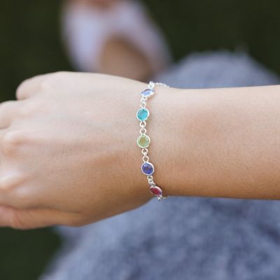 Shining Stars Birthstone Bracelet - Sterling Silver