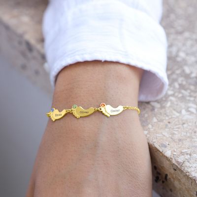 Footsteps Name and Birthstone Bracelet