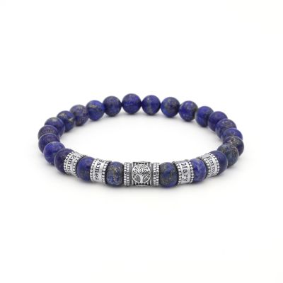 Family Tree Men Name Bracelet with Lapis Lazuli Stones
