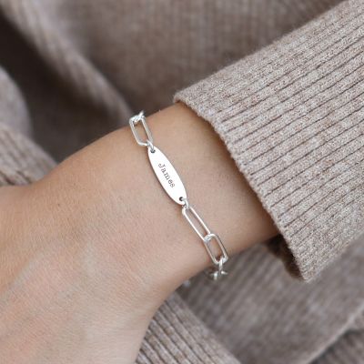 Paperclip Style Name Bracelet [Sterling Silver]