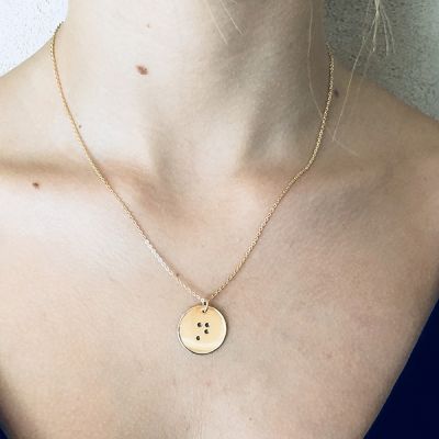 Classic Round Initial Braille Necklace