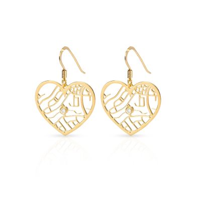 Ties of Heart Map Earrings [18K Gold Vermeil]