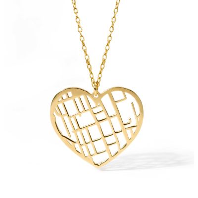 Ties of Heart Map Necklace [Gold Plated]