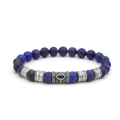 Lapis Lazuli Evil Eye Women Name Bracelet