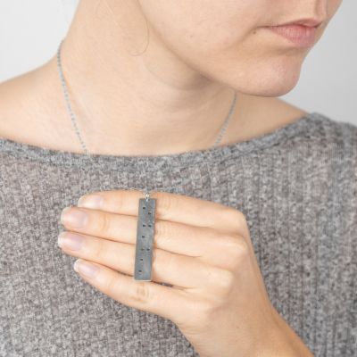 Name and Braille Symmetry Engraved Necklace - sterling silver