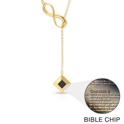 Lariat Infinity Necklace with Nano Bible [18K Gold Plated]