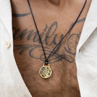 Navigator's Map Men Necklace – 18K Gold Vermeil / Black Cord