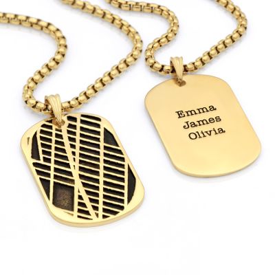 Map Tag Silhouette Necklace For Men - 18K Gold Plated