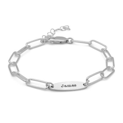 Paperclip Style Name Bracelet [Sterling Silver]
