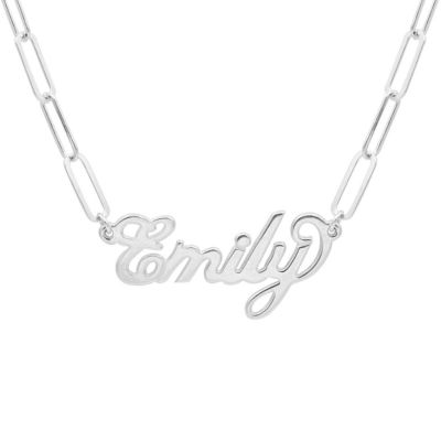 Paperclip Style Glam Name Necklace [Sterling Silver]