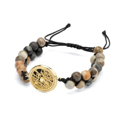 Picasso Jasper Silhouette Map Men Bracelet [14 Karat Gold]