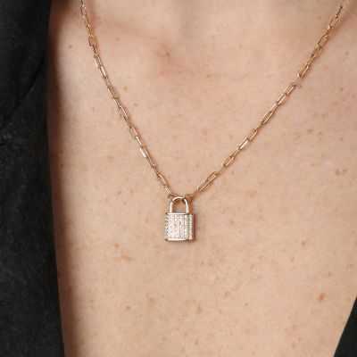 Secret Lock Necklace with Crystals