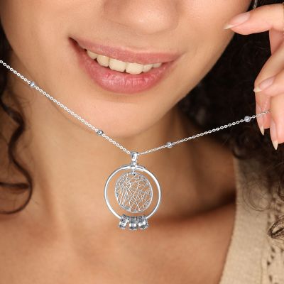Map Necklace with Names [Sterling Silver]
