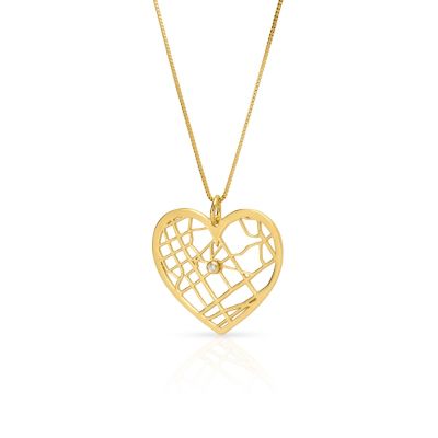 Ties of Heart Map Necklace [Gold Plated]