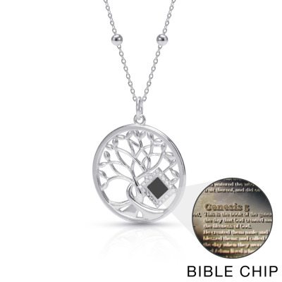 Tree of Life Necklace with Nano Bible [Sterling Silver]