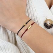 Open Heart Initial Bracelet - Black [14 karat gold]
