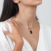 Ann Onyx Tag Necklace