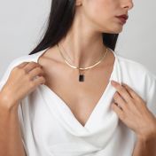 Ann Onyx Tag Necklace