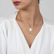 Classic Bar Braille Initial Necklace  - 18k gold plated