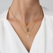 Classic Bar Braille Initial Necklace  - 18k gold plated