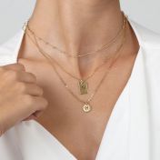 Classic Bar Braille Initial Necklace  - 18k gold plated