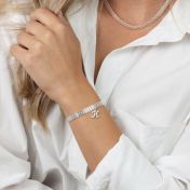 Herringbone Initial Bracelet [Sterling Silver]