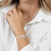 Herringbone Initial Bracelet [Sterling Silver]