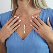 Footsteps Name and Birthstone Necklace - Sterling Silver