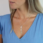 Footsteps Name and Birthstone Necklace - Sterling Silver