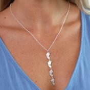 Footsteps Name and Birthstone Necklace - Sterling Silver
