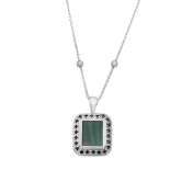 Touch of Nature Malachite Necklace - Black Crystals [Sterling Silver]