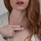 Touch of Nature Malachite Necklace - Black Crystals [Sterling Silver]