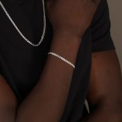 Curb Chain Bracelet with Custom Nameplate [Sterling Silver] - 3.5MM