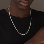 Curb Chain Necklace with Custom Nameplate [Sterling Silver] - 3.5MM